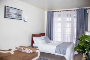 Modern furnished studio apartment bedroom in Ruaka near UN Gigiri at The Moon Serenity