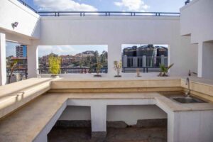 Rooftop terrace sink area at The Moon Serenity Furnished Apartments with outdoor washing station and Ruaka views