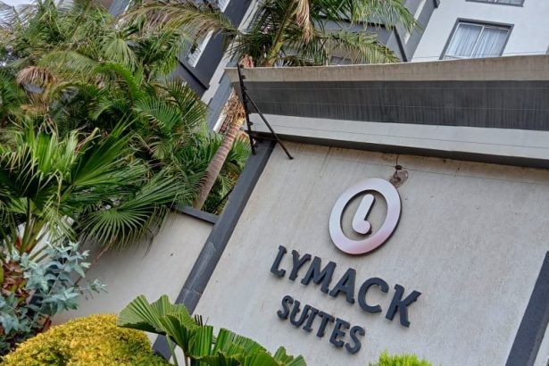 Entrance area of Lymack Suites furnished apartments at Fourways Junction Kiambu Road Nairobi by The Moon Serenity showing modern exterior and secure access