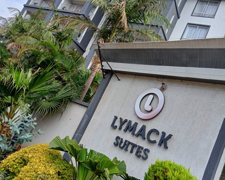 Entrance area of Lymack Suites furnished apartments at Fourways Junction Kiambu Road Nairobi by The Moon Serenity showing modern exterior and secure access