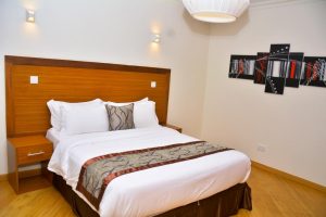 Luxury bedroom at The Moon Serenity Lymack Suites Fourways furnished apartment