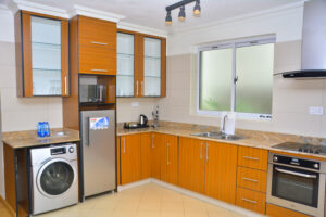 Kitchen area at The Moon Serenity Lymack Suites furnished apartment in Fourways Nairobi