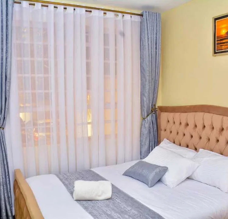 Comfortable bedroom inside an affordable 1 bedroom furnished apartment in Thindigua near Kiambu Road Nairobi