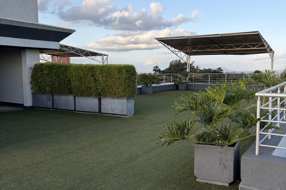 Rooftop terrace with artificial turf and panoramic views at The Moon Serenity Fourways Branch Off Kiambu Road, Nairobi.